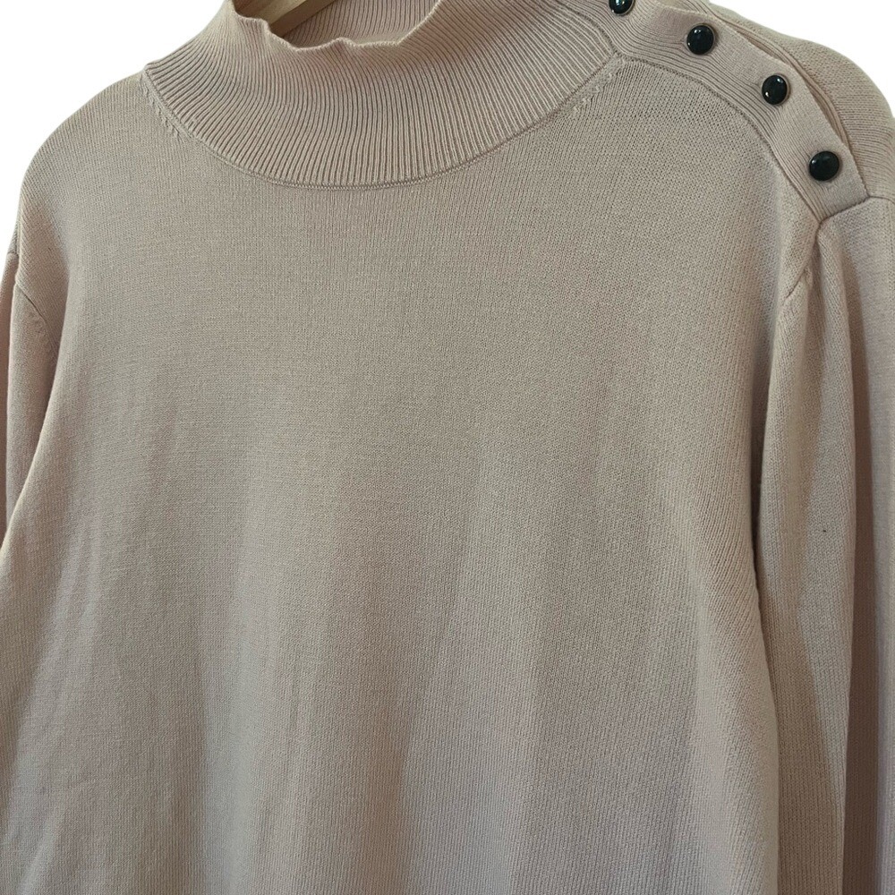 NWT Ann Taylor XXL Light Pink/Nude‎ Turtleneck Sweater with Button Accents